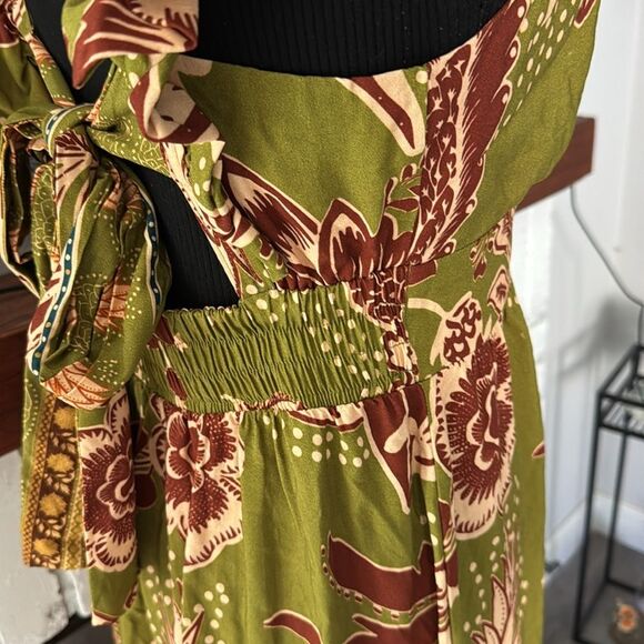 Women’s Maxi Long Dress Sleeveless Ruffle Greem Red Beige Medium Stretch Boho - Picture 3 of 6